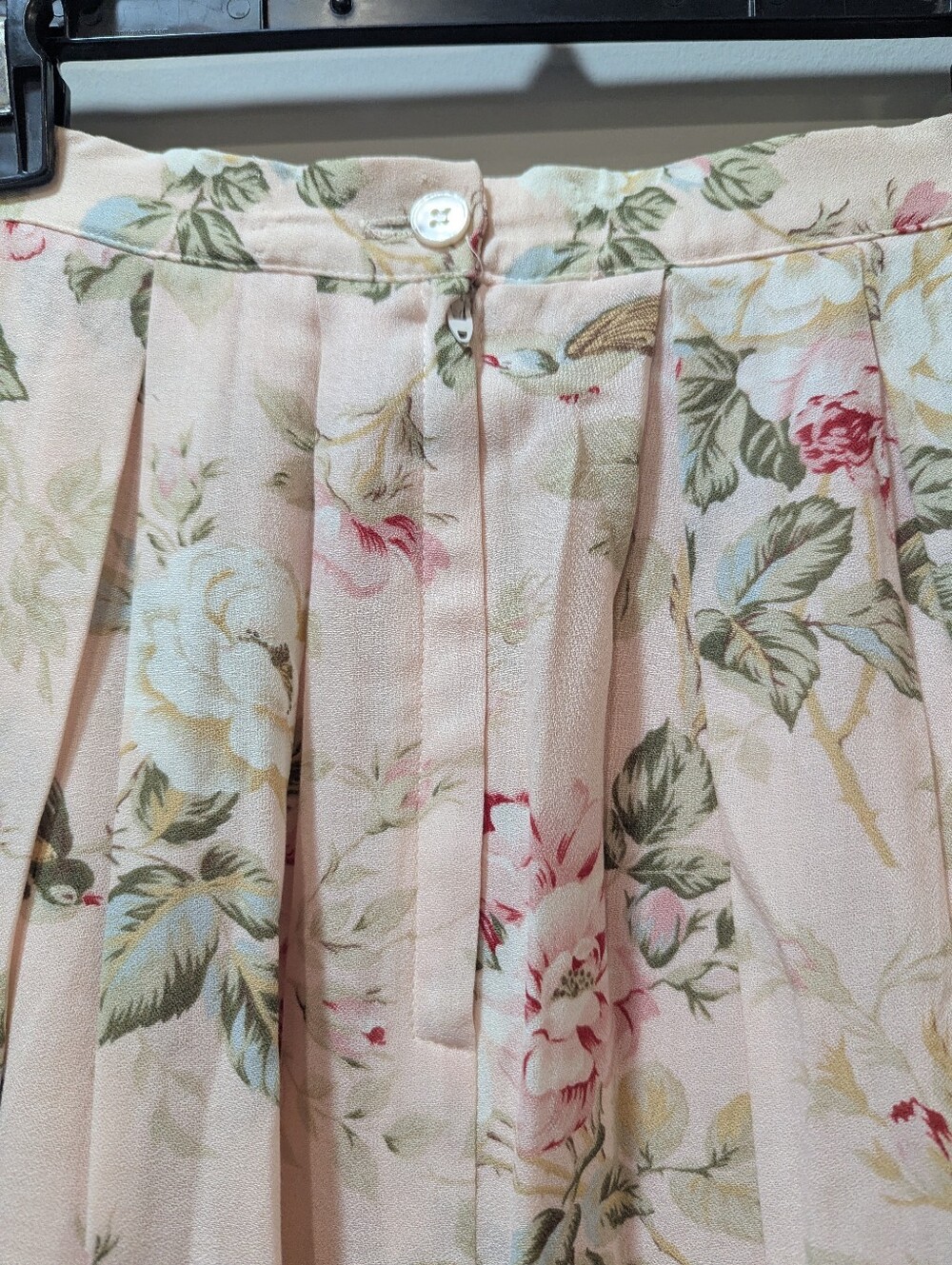 Susan Bristol Vintage Pink Floral Pleated Midi Lined Skirt Size 6 - Picture 5 of 10